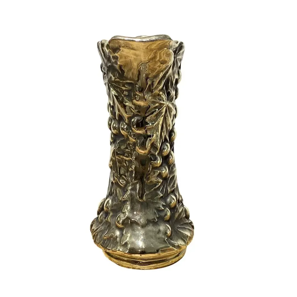Vintage McCoy Pottery 616 Grape Pitcher Black Gold 9.5